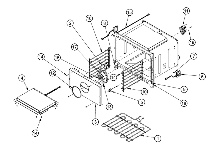 Oven Cell Parts Diagram and Parts List for RO230FS  Dacor Wall Oven