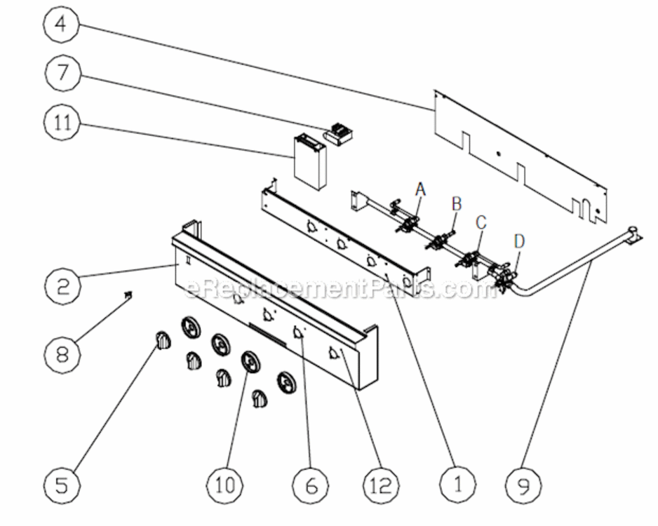 Control_Panel_Assembly Diagram and Parts List for EOG36  Dacor Grill