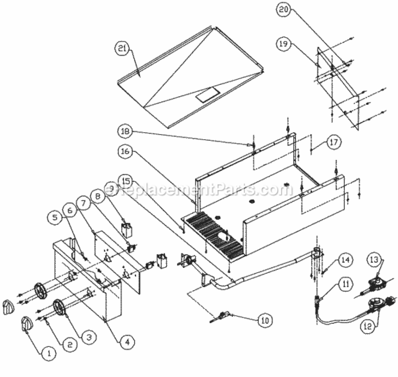 Chassis Diagram and Parts List for EOSB162  Dacor Grill Accessories