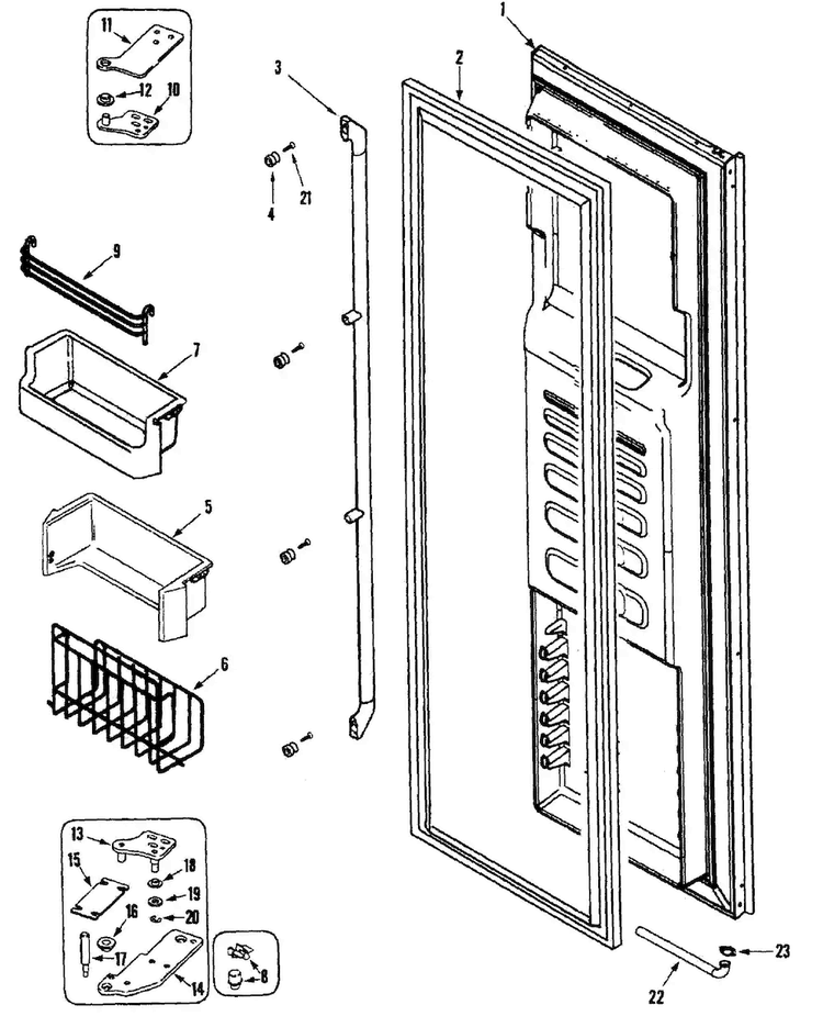 Left Door Diagram and Parts List for EF48BDCBSS  Dacor Refrigerator