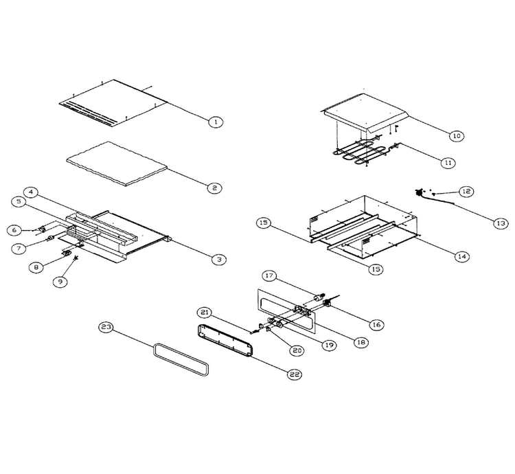 Chassis Assy Diagram and Parts List for EDWO24  Dacor Warming Drawer