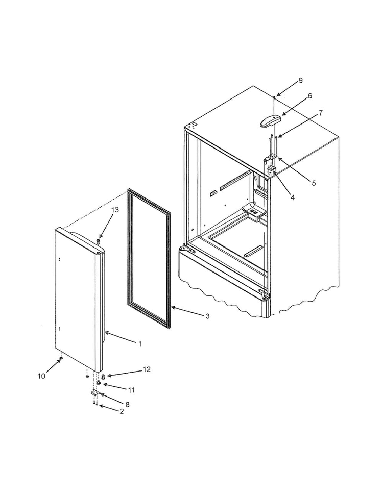 Right Refrigerator Door Diagram and Parts List for EF36BNDFSS  Dacor Refrigerator