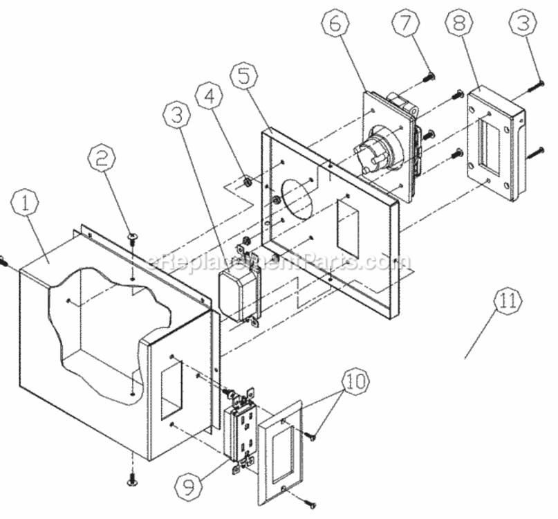 Electric Box Assembly Diagram and Parts List for OGC36  Dacor Grill Accessories