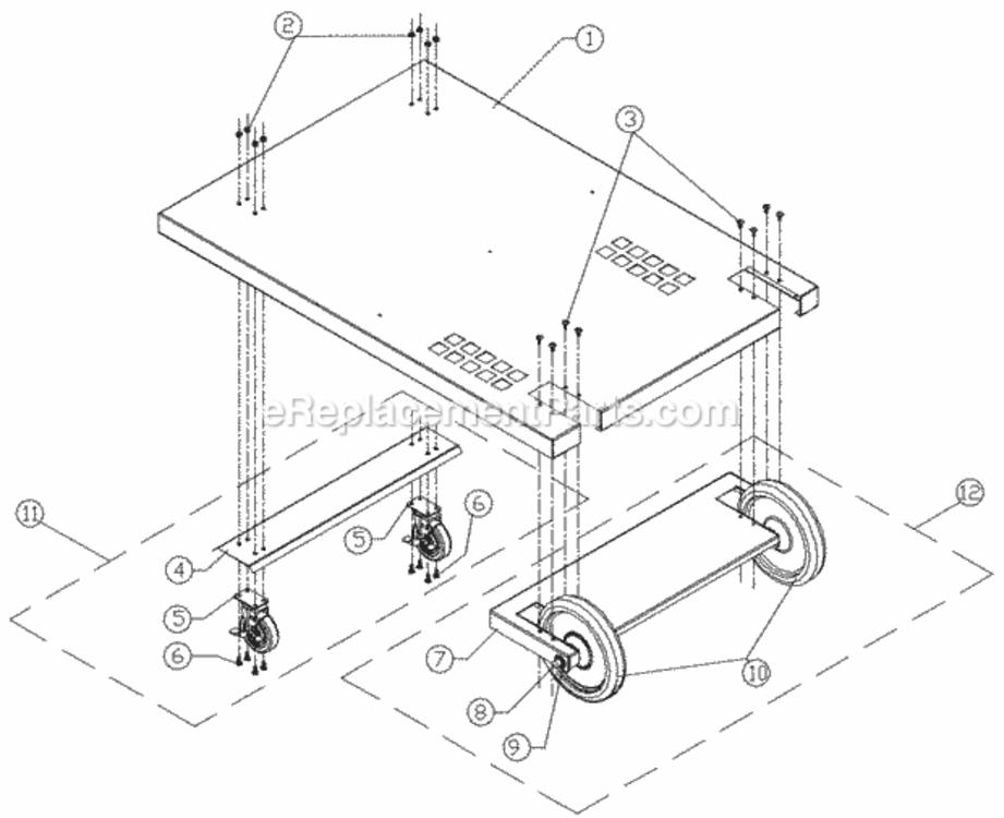 Bottom Panel Assy. Diagram and Parts List for OGC36  Dacor Grill Accessories