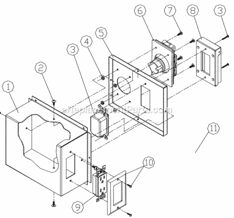 Electric Box Assembly Diagram and Parts List for OGC52  Dacor Grill Accessories