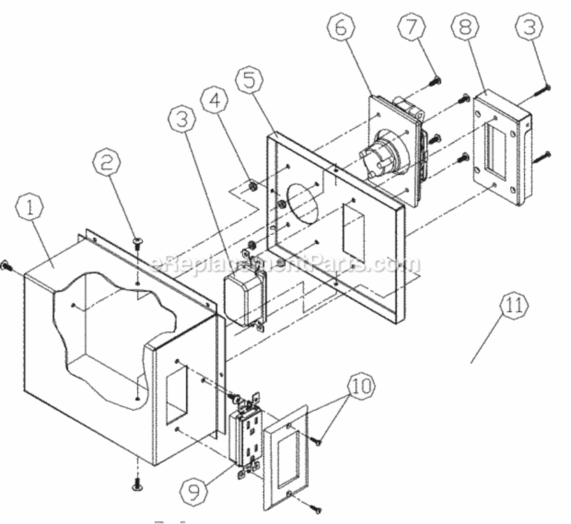Electric Box Assembly Diagram and Parts List for OGCW52  Dacor Grill Accessories