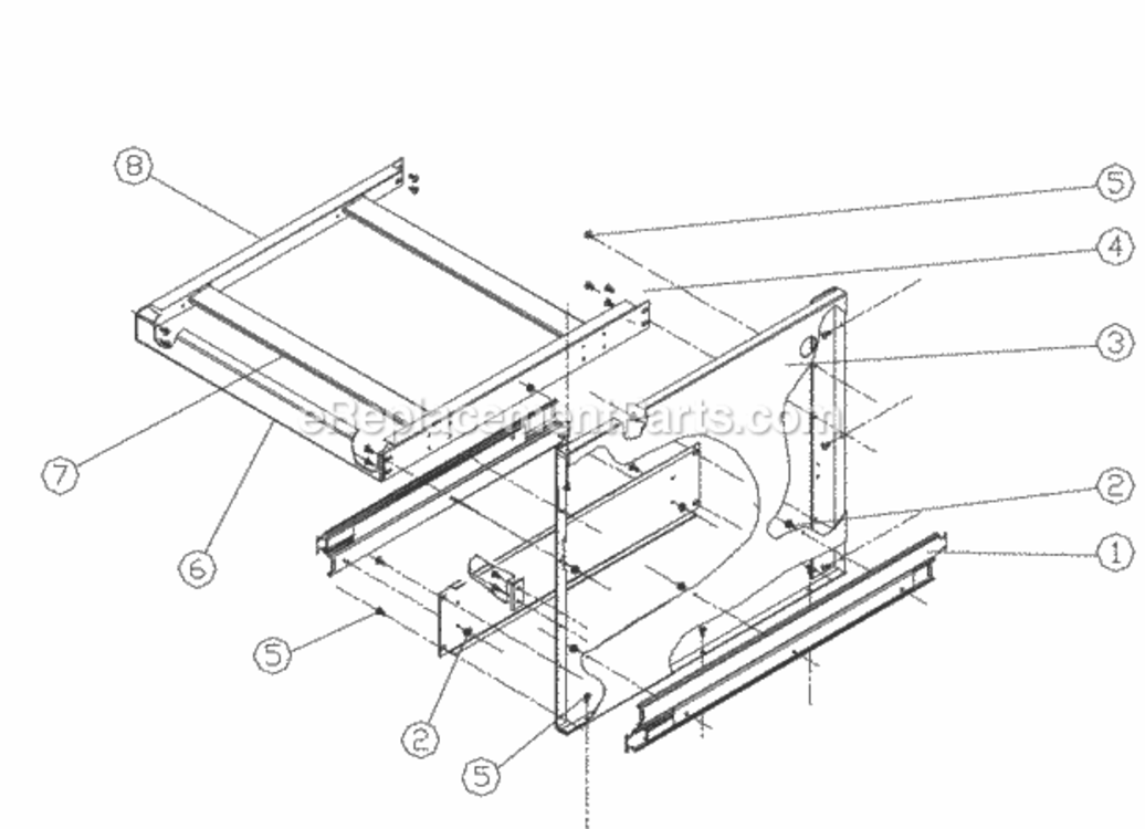 Drawer Divider Assembly Diagram and Parts List for OGCW52  Dacor Grill Accessories