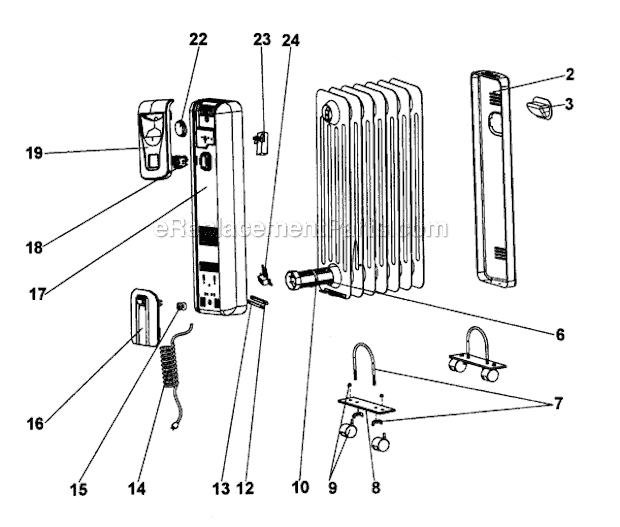 Page A Diagram and Parts List for 3507K  DeLonghi Heater