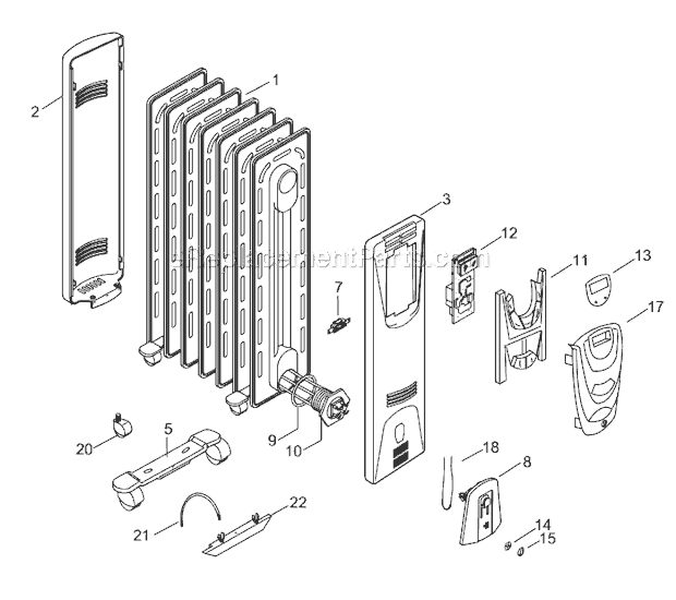 Page A Diagram and Parts List for 6708EK  DeLonghi Heater