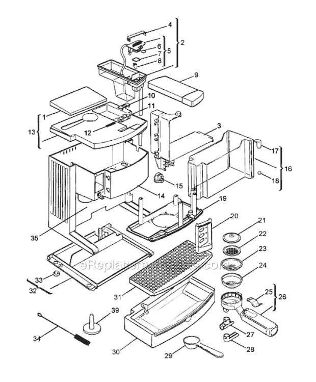 Page A Diagram and Parts List for BARM200  DeLonghi Coffee Maker