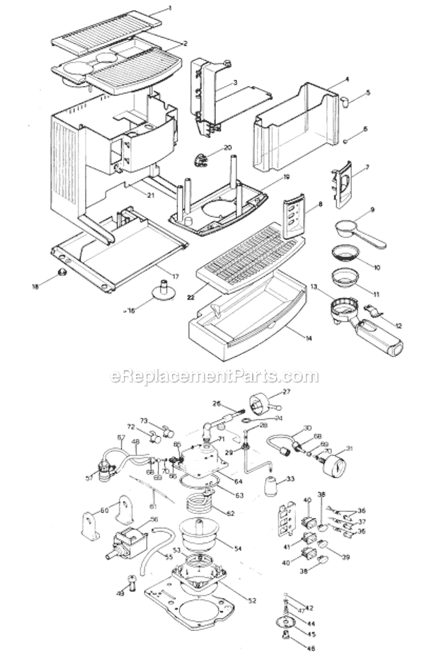 Page A Diagram and Parts List for BARM36  DeLonghi Coffee Maker