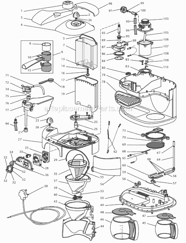 Page A Diagram and Parts List for BCO130T  DeLonghi Coffee Maker