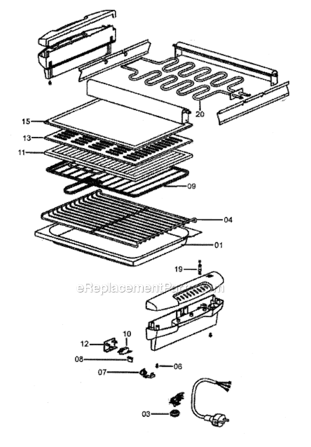 Page A Diagram and Parts List for BQ20  DeLonghi Grill