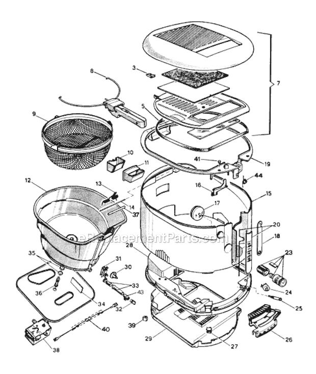 Page A Diagram and Parts List for D20  DeLonghi Deep Fryer