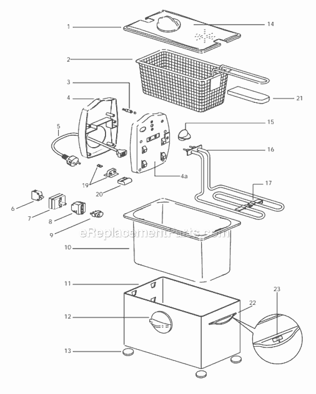 Page A Diagram and Parts List for D408DZ  DeLonghi Deep Fryer