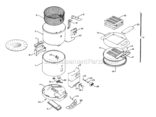 Page A Diagram and Parts List for D4B  DeLonghi Deep Fryer