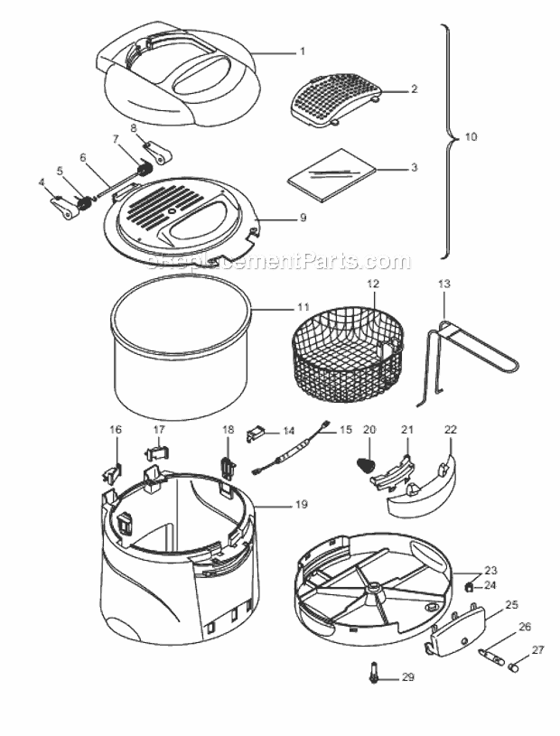 Page A Diagram and Parts List for D612  DeLonghi Deep Fryer