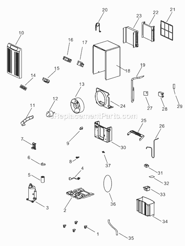 Page A Diagram and Parts List for DDE50E  DeLonghi Dehumidifier