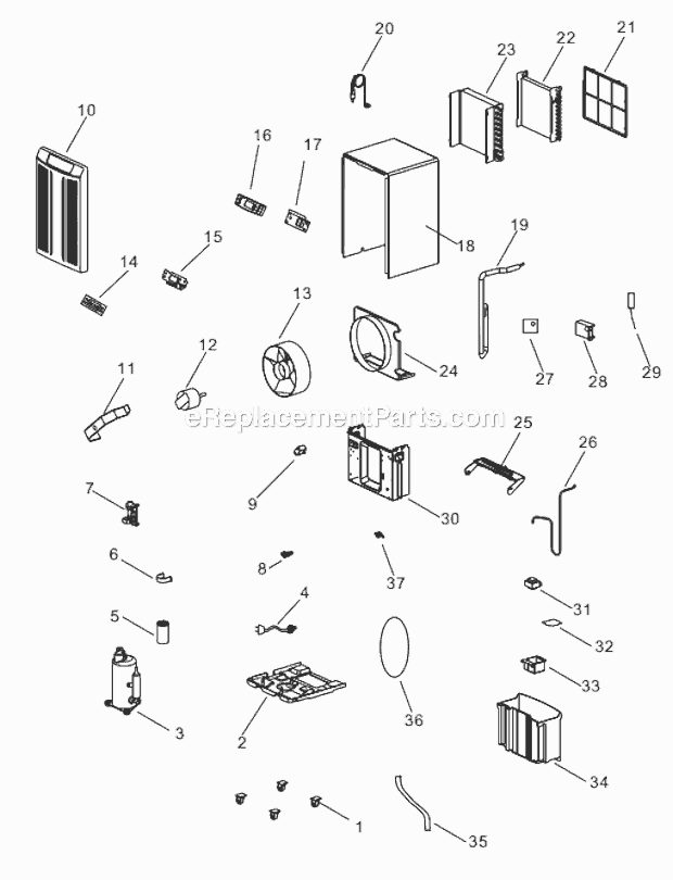 Page A Diagram and Parts List for DE50E  DeLonghi Dehumidifier
