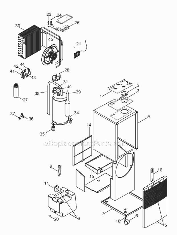 Page A Diagram and Parts List for DE50GM  DeLonghi Dehumidifier