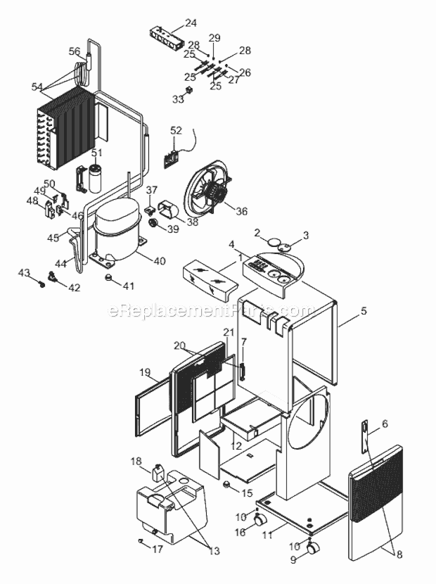 Page A Diagram and Parts List for DHE90  DeLonghi Dehumidifier