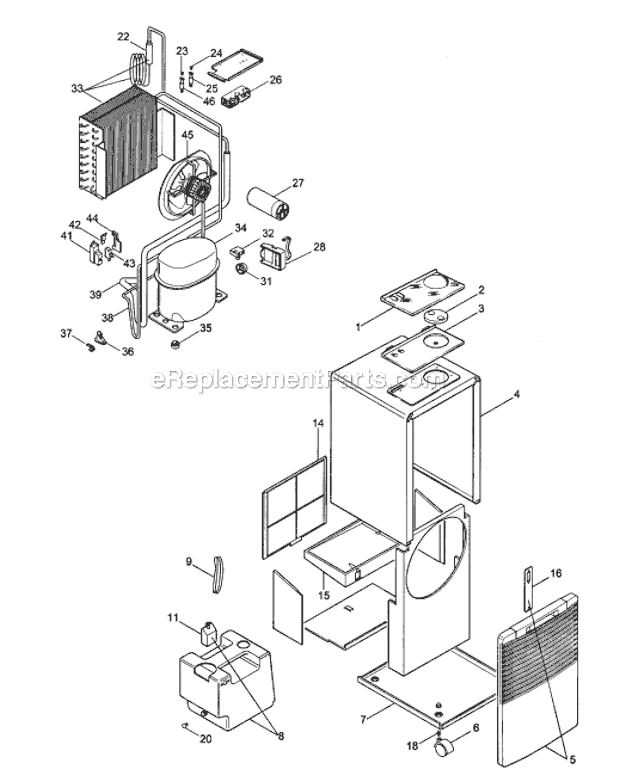 Page A Diagram and Parts List for DN40G  DeLonghi Dehumidifier