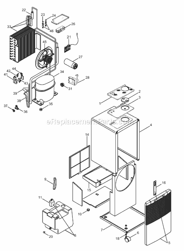 Page A Diagram and Parts List for DN50GM  DeLonghi Dehumidifier
