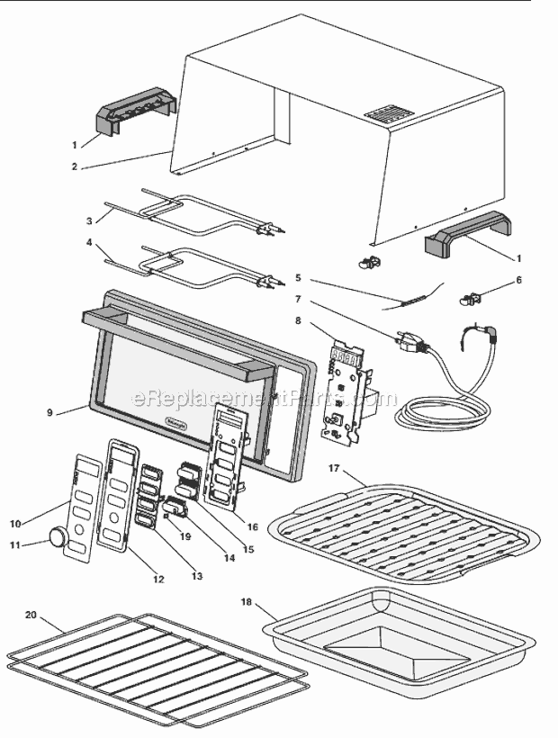 Page A Diagram and Parts List for DO420  DeLonghi Toaster Oven