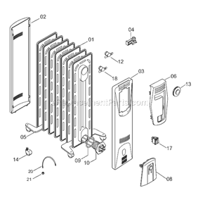 Page A Diagram and Parts List for 2309K  DeLonghi Heater