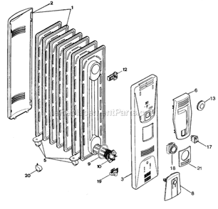 Page A Diagram and Parts List for 2507T  DeLonghi Heater