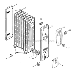 Page A Diagram and Parts List for 2507  DeLonghi Heater