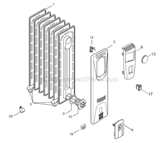 Page A Diagram and Parts List for 6507L  DeLonghi Heater