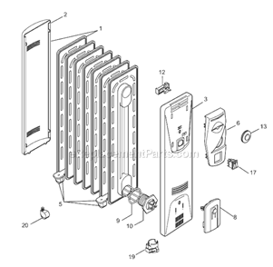 Page A Diagram and Parts List for 9707  DeLonghi Heater