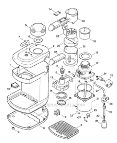 Page A Diagram and Parts List for BAR6U Black DeLonghi Coffee Maker