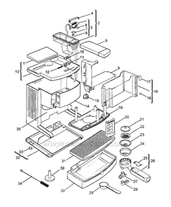 Page A Diagram and Parts List for BARM200  DeLonghi Coffee Maker