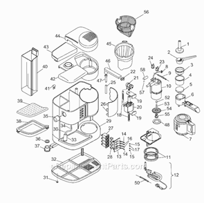 Page A Diagram and Parts List for BCO250FU  DeLonghi Coffee Maker