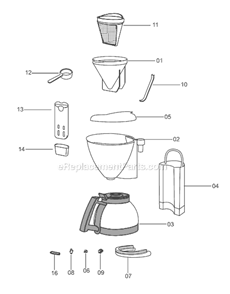 Part Location Diagram of TK1169 DeLonghi Carafe Assmbly
