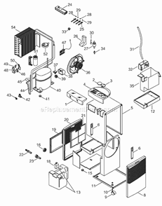 Page A Diagram and Parts List for DH40P  DeLonghi Dehumidifier