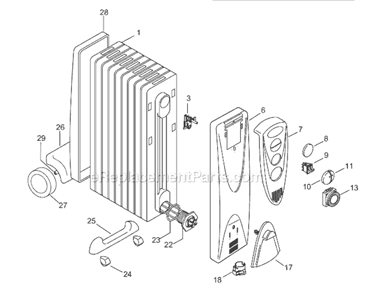 Page A Diagram and Parts List for DR18T  DeLonghi Heater