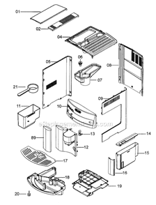 Part Location Diagram of 6032105000 DeLonghi Cup Plate
