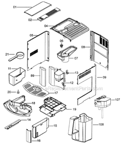 Part Location Diagram of 5332236800 DeLonghi Left Side