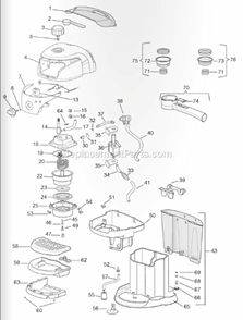 Part Location Diagram of 6032107200 DeLonghi Filter