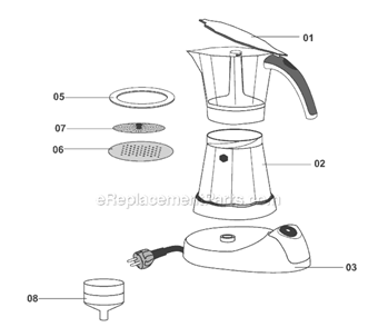 Part Location Diagram of 6032104200 DeLonghi Filter