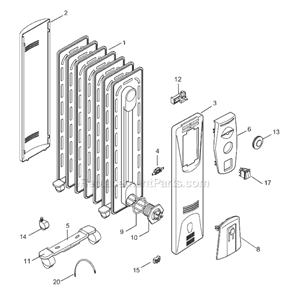 Page A Diagram and Parts List for EW0507W  DeLonghi Heater