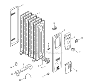 Page A Diagram and Parts List for EW0507  DeLonghi Heater