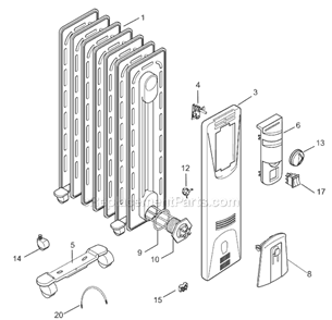Page A Diagram and Parts List for EW0715W  DeLonghi Heater