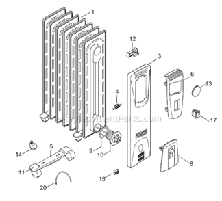 Page A Diagram and Parts List for EW6507L  DeLonghi Heater