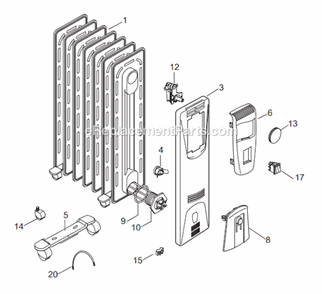 Page A Diagram and Parts List for EW6507M  DeLonghi Heater
