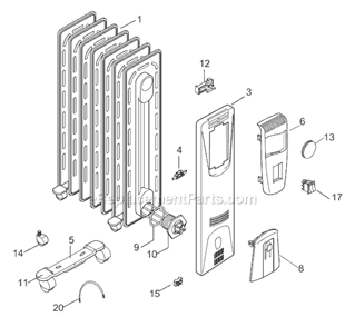 Page A Diagram and Parts List for EW6507W  DeLonghi Heater