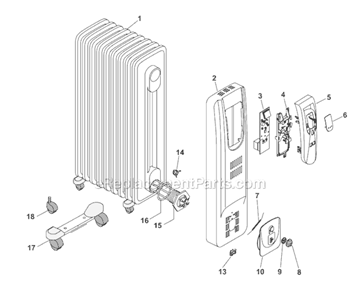 Page A Diagram and Parts List for EW7507EB  DeLonghi Heater